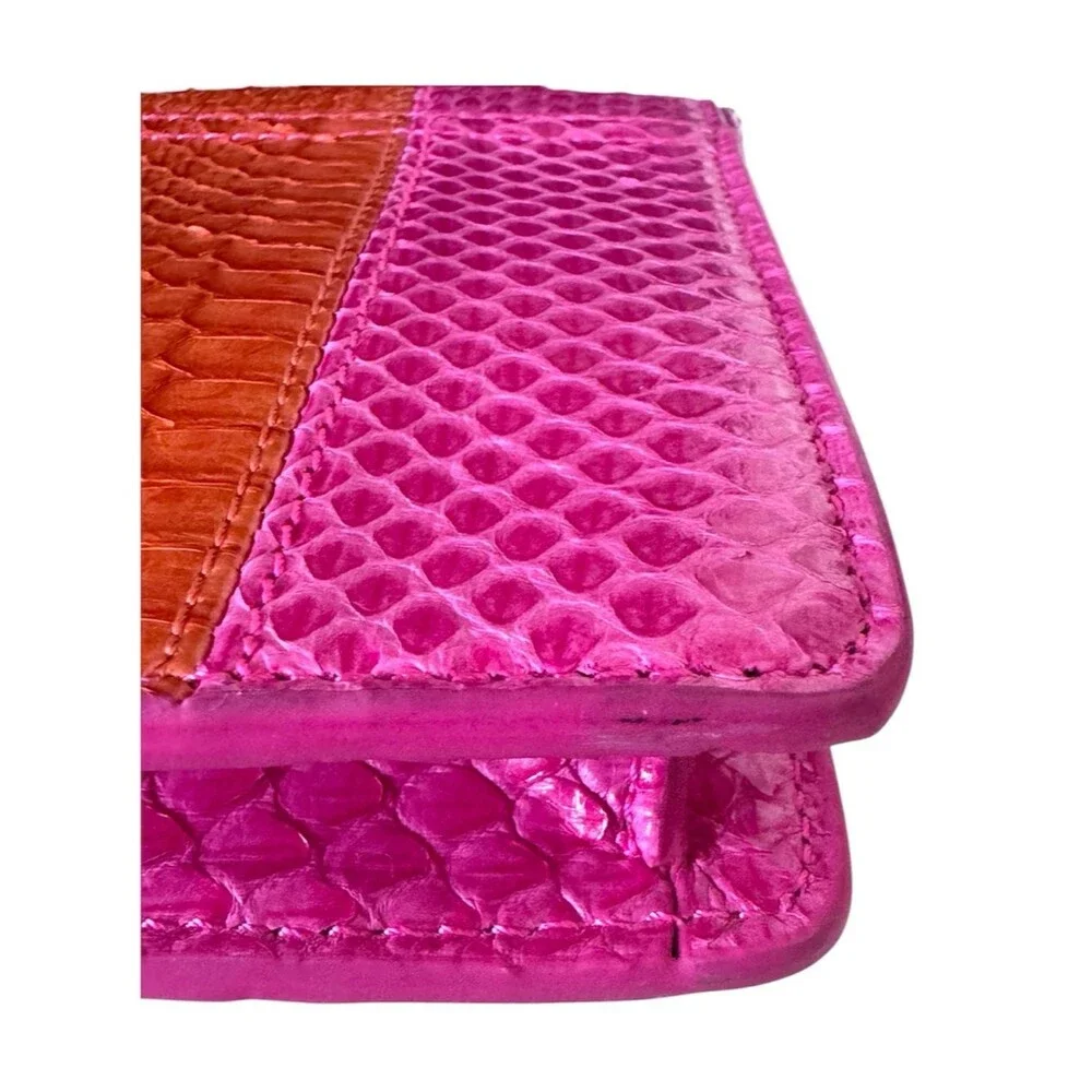 MONIKA CHIANG NWT Colorblock Embossed Leather Clutch  Bag Pink Orange Purse Y2K
